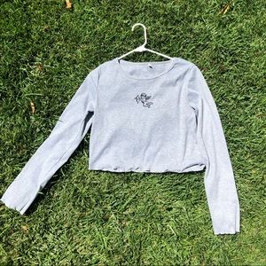 Embroidered Angel gray long sleeve